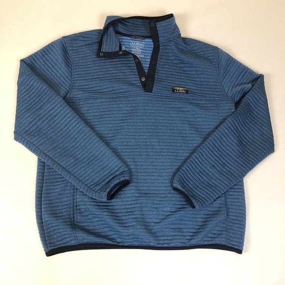 L.L. Bean Other - LL Bean Airlight Pullover Mens Large Tall 1/4 Snap Teal Ribbed Long Sleeve